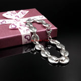 Stainless Steel Coffee Beans Link Chain Bracelet 8.5''