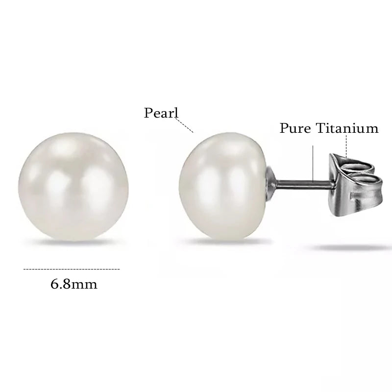 Titanium Small Pearl Ear Studs Girls Earrings Accessory
