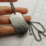 Titanium Hollow-out Cross Dog Tag Pendant Necklace