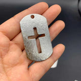 Titanium Hollow-out Cross Dog Tag Pendant Necklace