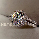 Tibetan Silver Ring Round 8mm Cubic Zircon Wedding Accessory