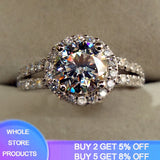 Tibetan Silver Ring Round 8mm Cubic Zircon Wedding Accessory