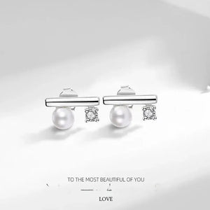 Pearl Balance Beam Style Earrings for Women