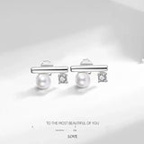 Pearl Balance Beam Style Earrings for Women