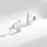 Pearl Balance Beam Style Earrings for Women