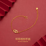 Pure Yellow 18K 999 Bracelet for Women Hollowed Out Christmas Jewelry