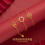 Pure Yellow 18K 999 Bracelet for Women Hollowed Out Christmas Jewelry