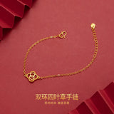 Pure Yellow 18K 999 Bracelet for Women Hollowed Out Christmas Jewelry
