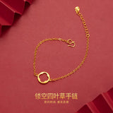 Pure Yellow 18K 999 Bracelet for Women Hollowed Out Christmas Jewelry