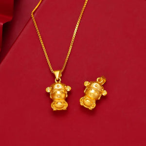 18K 999 God of Wealth Pendant Necklace for Women