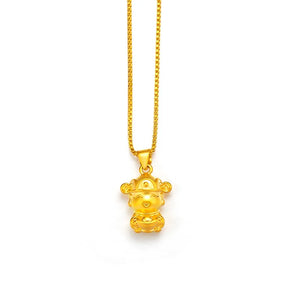 18K 999 God of Wealth Pendant Necklace for Women