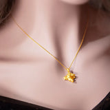 Yellow Rabbit Pendant Necklace for Women
