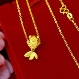 Yellow Goldfish Pendant Necklace Real Chain for Women Fine Jewelry