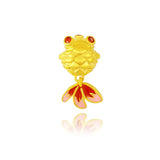 Yellow Goldfish Pendant Necklace Real Chain for Women Fine Jewelry