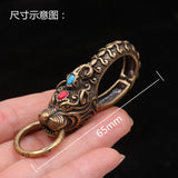 Brass Dragon Head Key Chain Belt Buckle Set