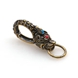 Brass Dragon Head Key Chain Belt Buckle Set