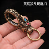 Brass Dragon Head Key Chain Belt Buckle Set