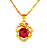 18K Copper Electroplated Ruby Crystal Pendant
