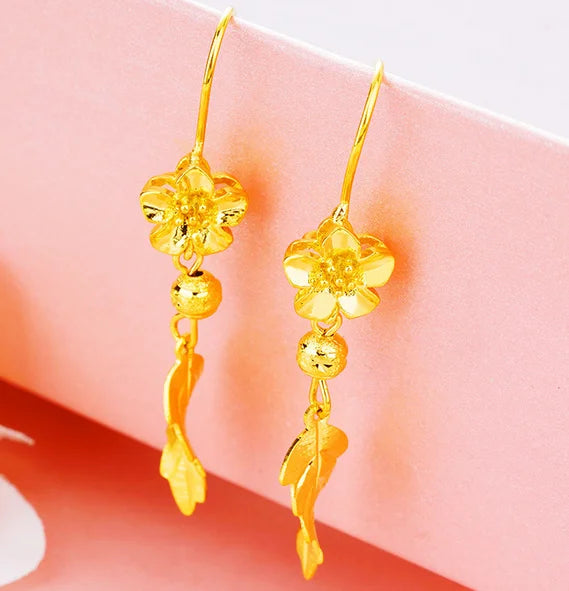 Vietnam Shajin Women's Flower Earrings European Leaf Earrings