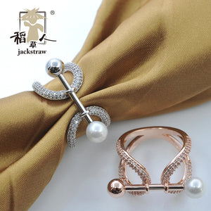 Copper Zircon Ring Scarf Buckle Jewelry Shawl Chain