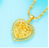 Copper Vietnam Hollow Peach Heart Pendant Romantic Plated Necklace
