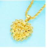 Copper Vietnam Hollow Peach Heart Pendant Romantic Plated Necklace