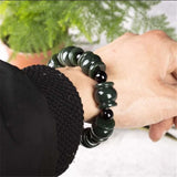 Natural Hetian Jade Passepartout Bracelet, Ink Green Jade Bead Bracelet