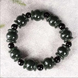 Natural Hetian Jade Passepartout Bracelet, Ink Green Jade Bead Bracelet