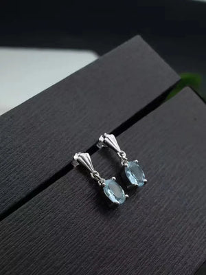 Aquamarine Earrings 925 Silver Ladies Earrings