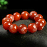 Natural Red Agate Buddhist Words Bracelet