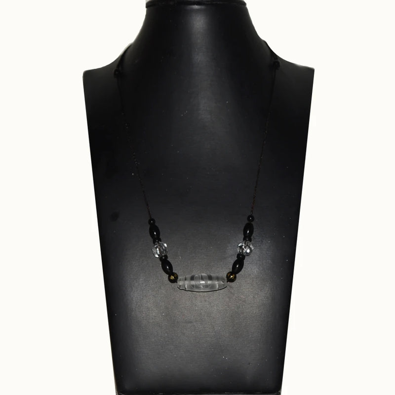 Natural Tibetan 15 Eyes Dzi Beads Necklace with 925 Silver Buckle