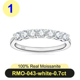 0.7ct Moissanite Row Ring Women's S925 Silver Plated in 18k