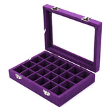Purple Velvet Jewelry Box Organizer Display Storage Case