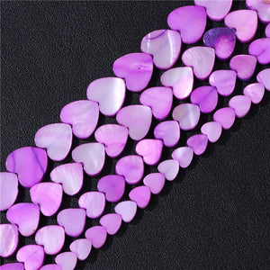 Purple 6-12mm Heart Natural Shell Beads Multicolor Loose Spacer Chip Beads
