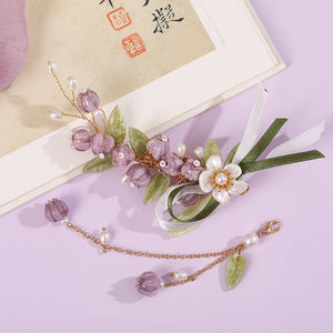 Purple Bell Orchid Hair Pins & Clips Chinese Retro Hanfu Dress Jewelry