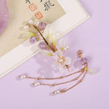 Purple Bell Orchid Hair Pins & Clips Chinese Retro Hanfu Dress Jewelry
