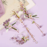 Purple Bell Orchid Hair Pins & Clips Chinese Retro Hanfu Dress Jewelry
