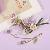 Purple Bell Orchid Hair Pins & Clips Chinese Retro Hanfu Dress Jewelry