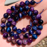 Purple Bicolor Tiger Eye Stone Spacer Beads 15'' 6 8 10mm