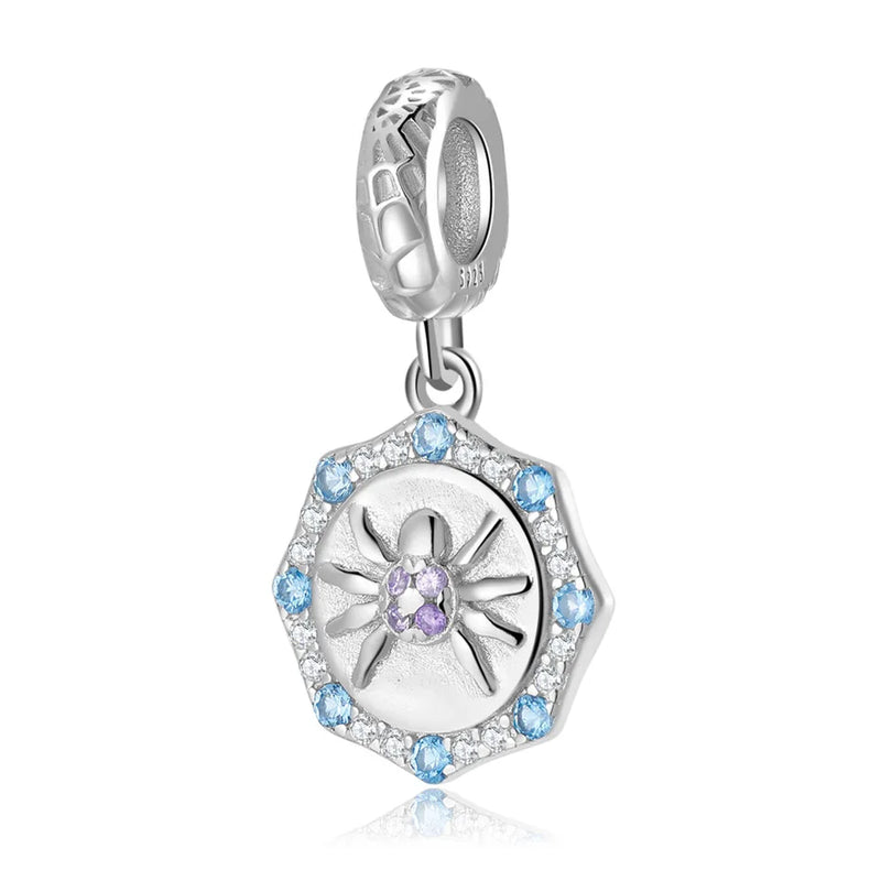 Purple & CZ Spider Dangle Charm for Bracelet Necklace S925 Sterling Silver Bead