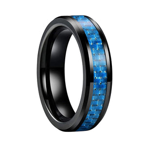 Purple Tungsten Ring 6mm 8mm Green Inlay Beveled Edges Polished Finish