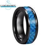 Purple Tungsten Ring 6mm 8mm Green Inlay Beveled Edges Polished Finish
