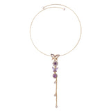 Purple Butterfly Necklace Ladies Halloween Clavicle Chain Tassel Crystal