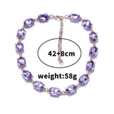 Purple Champagne Crystal Choker Necklace Statement Large Collar Jewelry