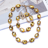 Purple Champagne Crystal Choker Necklace Statement Large Collar Jewelry