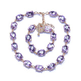 Purple Champagne Crystal Choker Necklace Statement Large Collar Jewelry