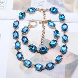 Purple Champagne Crystal Choker Necklace Statement Large Collar Jewelry