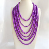 Purple Beaded 7 Layer Necklace Chunky Statement Jewelry