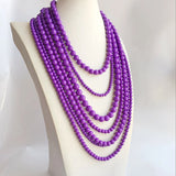 Purple Beaded 7 Layer Necklace Chunky Statement Jewelry