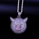 Purple Demon Evil Expression Bling Necklace Hip Hop Jewelry